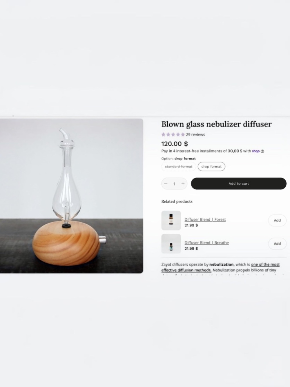 Professional Grade Aromatherapy Wood and Glass Nebulizer Diffuser